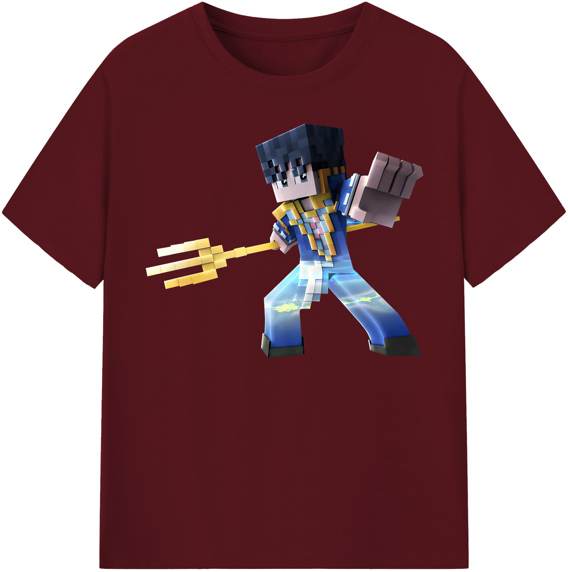 （画像用） マインクラフト ブロックの世界 Minecraft MC Block world 綿100％半袖Tシャツ（フロントプリント）